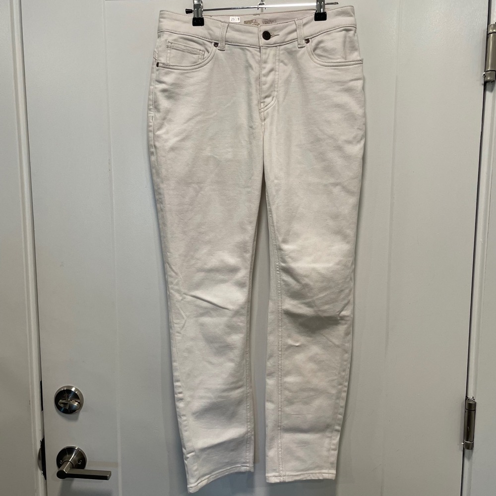 Prana Kara Jeans Womens 4/27 Off White Organic Cotton Stretch Straight Leg Denim